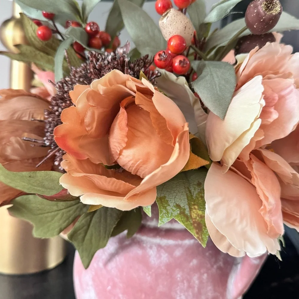 Artificial Flower in Pot Rose Simulation Flower Bouquet, Holding / Fall Decor